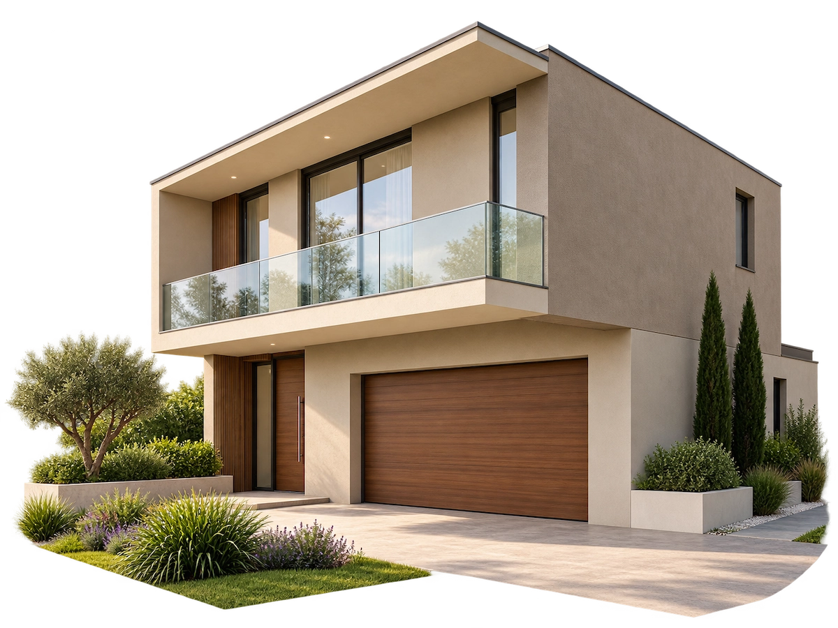 Vivienda con acabado de corcho proyectado