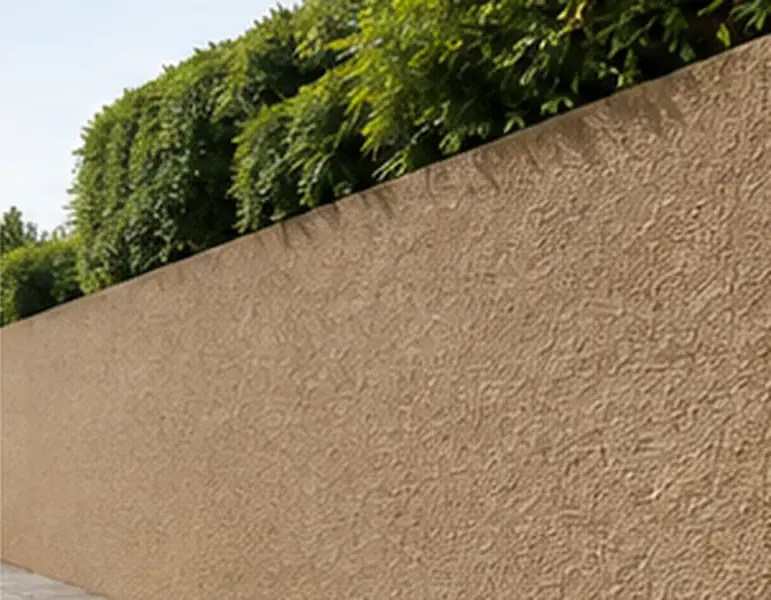 Muro exterior revestido con corcho proyectado